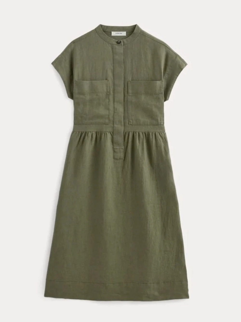 Everlane 100% European Flax Linen Utility Dress Sage Green XXL Pockets Midi